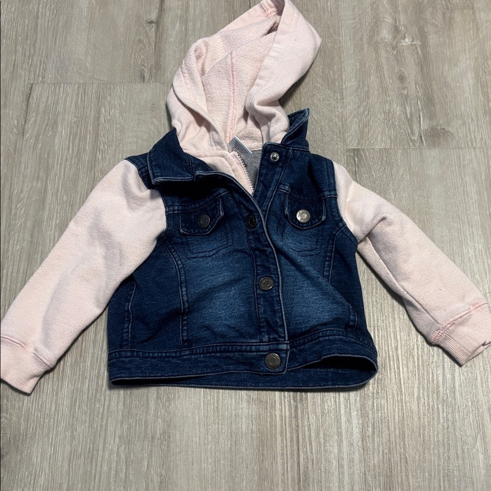 Denim Vest with Pink Hoodie